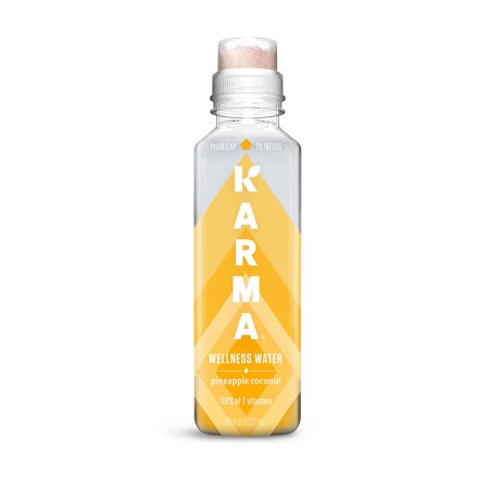 Karma Wellness Flavored Vitamin Water, Pineapple Coconut, Improve Hydration with Green Tea and Magnesium, Low Calorie, Refreshing Vitamin Enhanced Wat