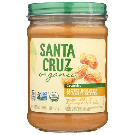 Santa Cruz Organic Light Roasted Peanut Butter Spread, Crunchy, 16 Oz, Pack of 6
