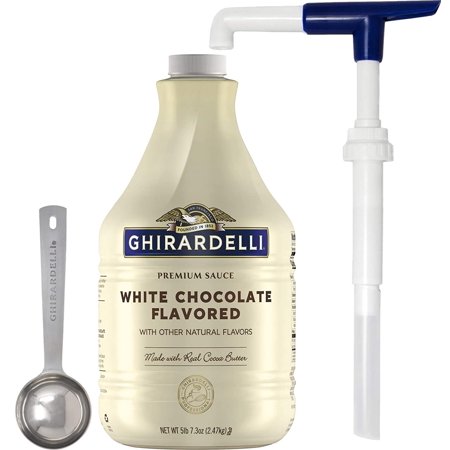 Ghirardelli White Chocolate Flavored Sauce 87.3 Ounce with Ghirardelli Pump and Spoon