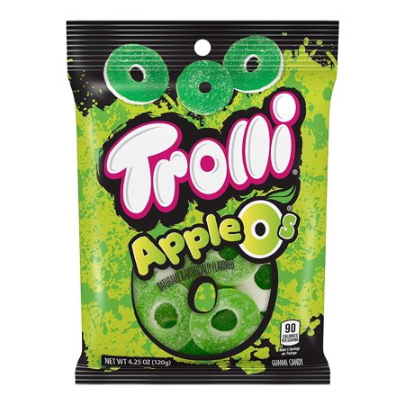 Trolli Apple Os Gummy Rings Candy, 4.25 Ounce Peg Bag (Pack of 12)