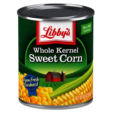 Libby's Whole Kernel Sweet Corn  100% Sweet Corn  Naturally Sweet Flavor  Golden Yellow  Just-Off-the-Cob Crispness  Kosher  8.5 Ounce Cans (Pack of 1