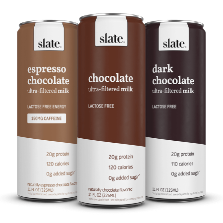 Slate Milk - High Protein Shake  Variety Pack  Classic Chocolate  Dark Chocolate  Mocha Latte  20g Protein  0g Added Sugar  Lactose Free  Keto  All Na