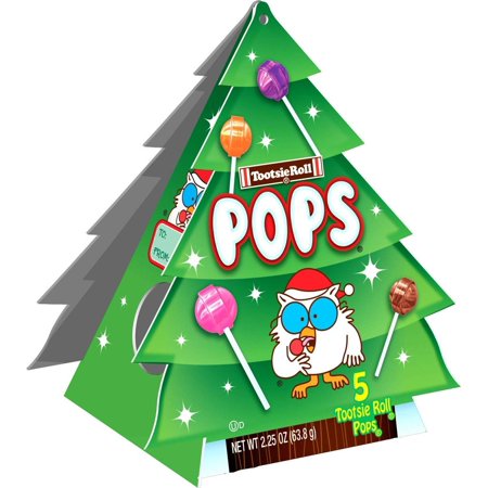 Christmas Tootsie Roll Pops Tree Stocking Stuffer Gift Box, Pack of 2