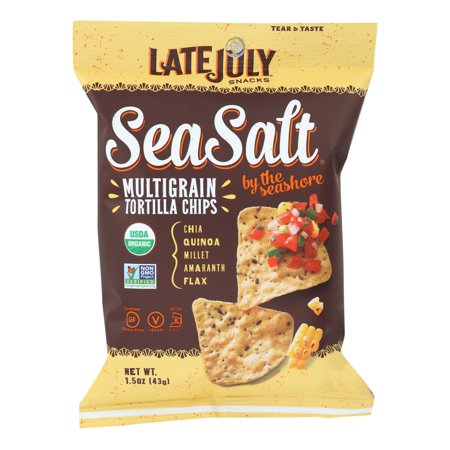 Late July Snacks Tortilla Chips - Sea Salt by the Seashore - Case of 24 - 1.5 Oz.