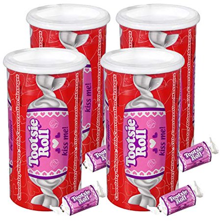 Valentine Tootsie Roll Midgees with Conversations Messages | 4 Coin Bank Tubes Filled with Candy | Classroom Exchange Kids Diy Daycare Homeschooling S