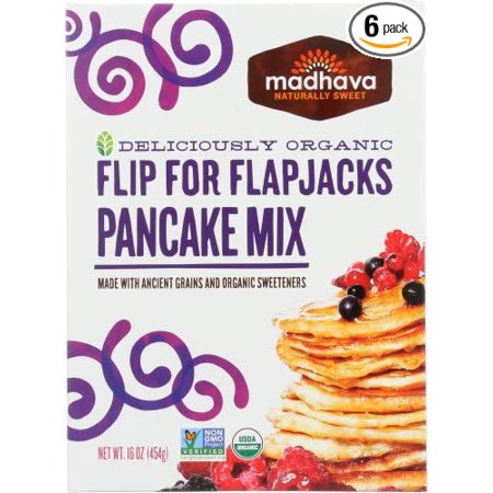 Madhava Naturally Sweet Organic Ancient Grains Baking Mix, Flip for Flapjacks Pancake, 16 Ounce (Pack of 6) - PACKAGING MAY VARY