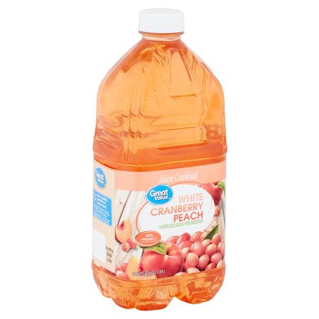 (3 Pack) Great Value White Cranberry Peach Juice Cocktail, 64 Fl Oz