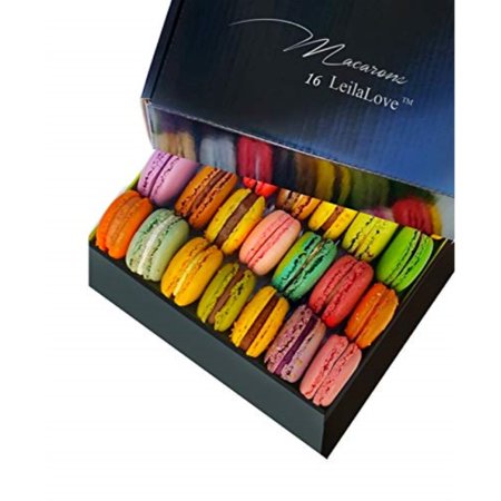 Leilalove Macarons - 16 Parisian Macaron Collections of dozen Flavors - Elegant Gentleman style gift box - Baked to Order