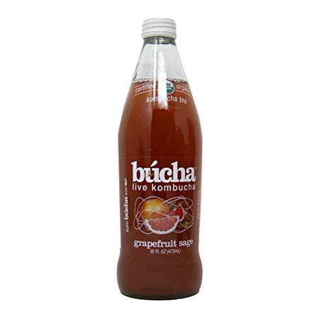 Bucha Certified Organic Sparkling Kombucha Choice of Five Flavors- Case Pack of 12/16 Fl Oz Bottles (Grapefruit Sage)