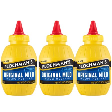 Plochman's Yellow Mustard Original Mild Classic Mustard 10.5 Oz - 3 Pack