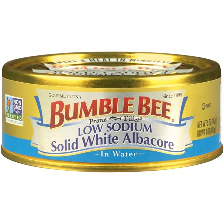 BUMBLE BEE Prime Fillet Solid White Albacore Tuna in Water, Low Sodium, Canned Tuna Fish, High Protein Food, 5 Ounce Can (Pack of 12)
