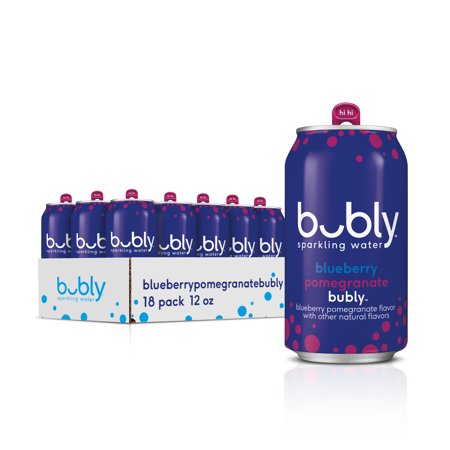 (18 Cans) Bubly Sparkling Water, Blueberry Pomegranate, 12 Fl Oz