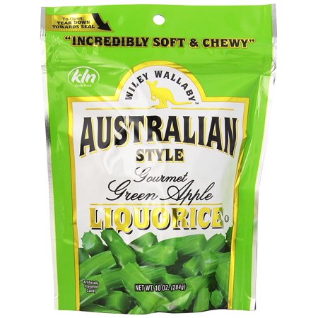 Wiley Wallaby Australian Style Gourmet Licorice, Green Apple, 10 Ounce Bag