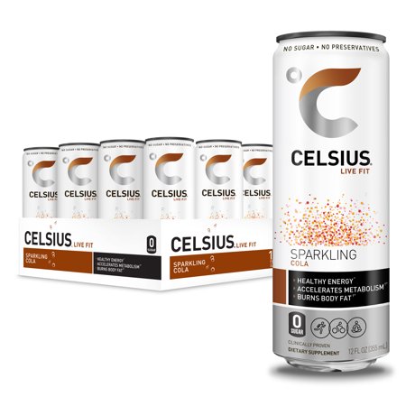 CELSIUS Sparkling Cola Fitness Drink, Zero Sugar, 12oz. Slim Can, 12 Pack