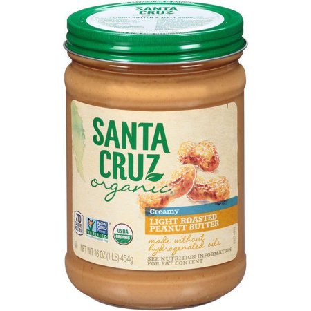 Santa Cruz Organic Creamy Light Roasted Peanut Butter 16 Oz (Pack of 6)