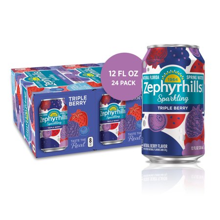 Zephyrhills Sparkling Water, Triple Berry, 12 Oz. Can (24 Count)