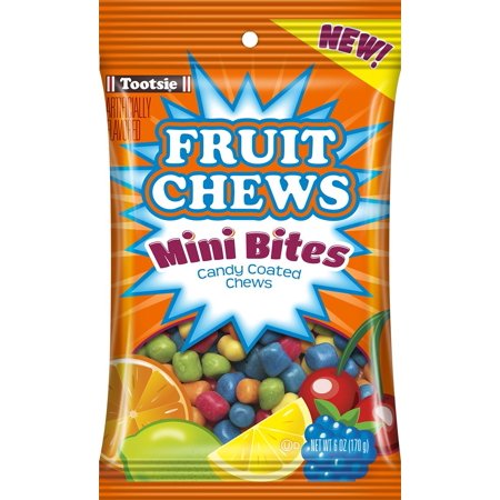 Tootsie Fruit Chews Mini Bites Candy Coated Pieces, 6 Oz, Pack of 3
