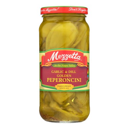 Mezzetta Garlic and Dill Golden Greek Pepperoncini - Case of 6 - 16 Oz.
