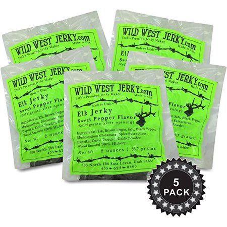 Premium Delicious 100% Natural Elk Sweet Pepper 2 OZ. Wild West Jerky