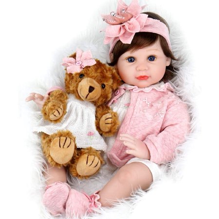 Aori Reborn Baby Dolls - 22 Inch Lifelike Realistic Baby Girl Doll with Feeding Toy Accessories for Kids 3