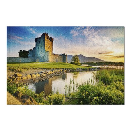 Killarney  County Kerry  Ireland - Ancient Old Fortress Ross Castle Ruin with Lake & Grass at Golden Hour 9019421 (20x30 Premium 1000 Piece Jigsaw Puz
