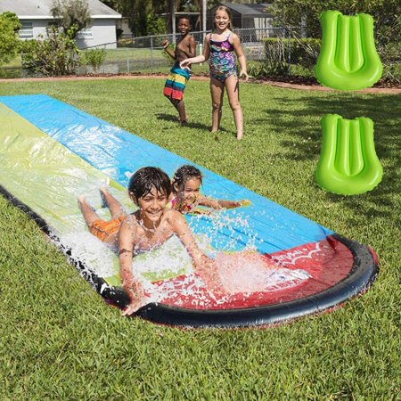 Water Slide with Spray Splash Pool and Water Spraying Side Rails, Slip and Slide Racing Path Kid Child Play, Inflatable Water Slides for Kids Backyard