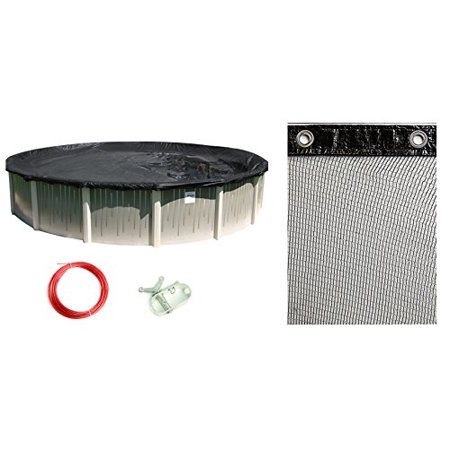 Buffalo Blizzard Round Swimming Pool Deluxe Blue/Black Winter Cover with Mesh Leaf Net  33