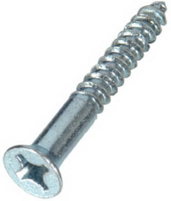 Wood Screw, #8, 2 in, Zinc Plated Steel Flat Head Phillips Drive, 10 PK