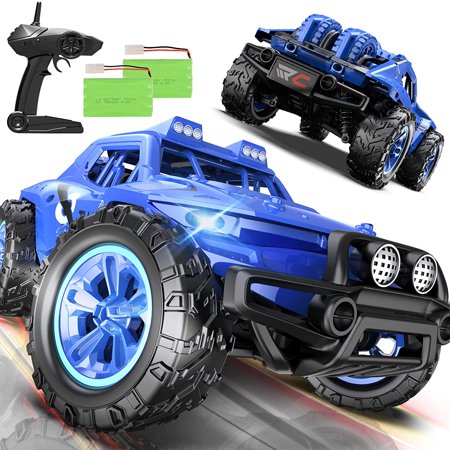 RC Cars 4WD 30 KM/H 2.4 GHZ High Speed Racing Car for Boys and Girl 6-12 Gift, 35+ Min Play, RC Trucks 4x4 Offroad with 2 Rechargeable Batteries-Blue
