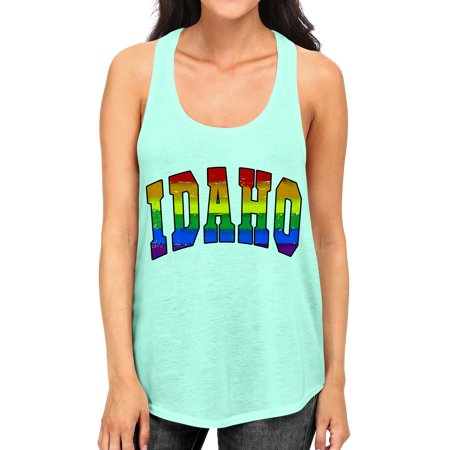 Junior S Idaho Rainbow Pride B1598 PLY Mint Racerback Tank Top Large Mint