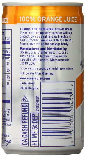 Ocean Spray Cranberries 20453 100 Percent Orange Juice, 5.5 Oz. Can thumbnail