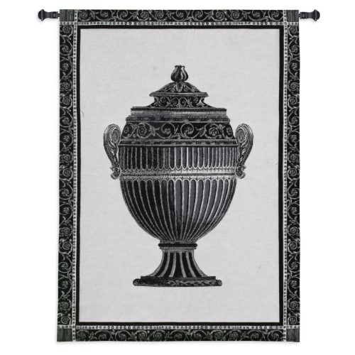 FineArtTapestries 3439-WH Empire Urn I Noir Wall Tapestry