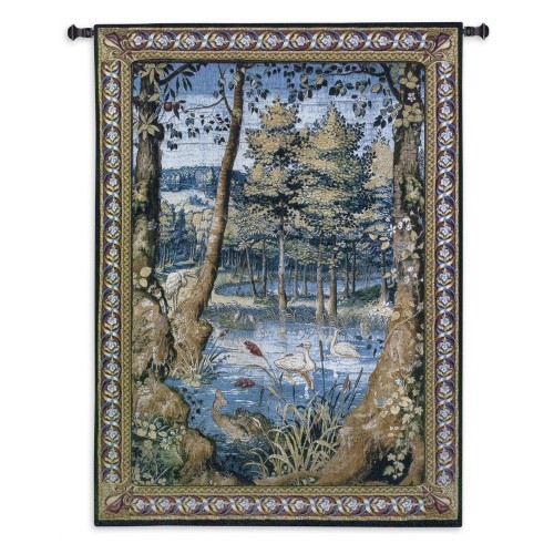 FineArtTapestries 2292-WH Verdure with Animals Wool and Cotton Wall Tapestry
