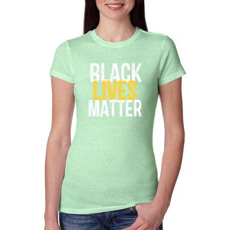 Black Lives Matter Stop Against Racism | Womens Black Pride History Slim Fit Junior Tee  Mint  Small