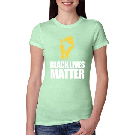 Black Lives Matter Freedom Power Fist | Womens Black Pride History Slim Fit Junior Tee  Mint  Medium