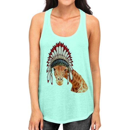 Junior S Native Giraffe Headdress Tee B1136 PLY Mint Green Racerback Tank Top Large