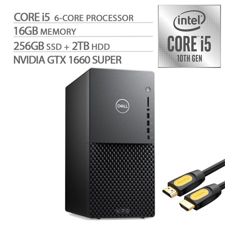 Dell XPS Desktop PC Intel 10th Core I5-10400 6-cores up to 4.3Ghz NVIDIA GeForce GTX 1660 SUPER 6GB GDDR6 16GB RAM 256GB SSD+2TB HDD USB-C RJ-45 LAN H