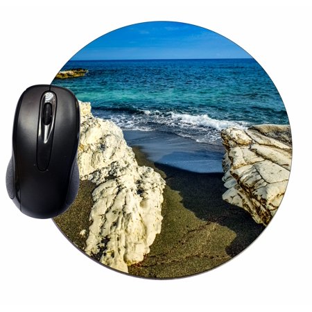 Mouse Mat Pad Mousepad Cute Desk Round Circle Mousemat Nature Rock Path to Ocean Waters