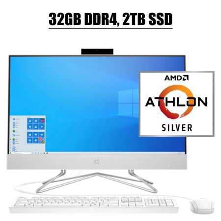 HP 24 All-in-One 2020 Flagship Desktop Computer I 23.8  FHD Anti-Glare WLED I AMD Athlon Silver 3050U Processor I 32GB DDR4 2TB SSD I DVD-Writer Pop-u