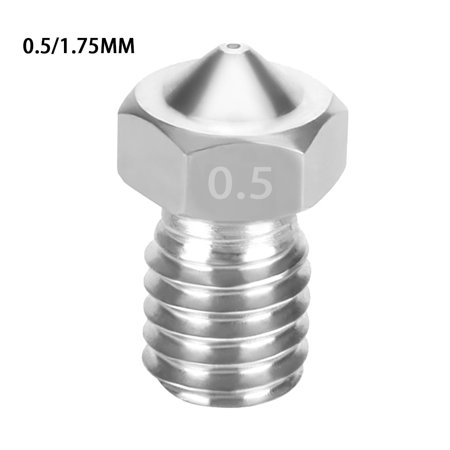 3D Printer Nozzle Stainless Steel Extrude Head Mini Firm Printer Thread Removable Filament Nozzle, 0.5/1.75MM