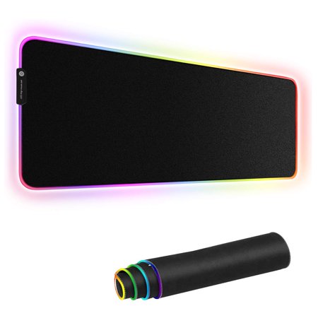 Large RGB Gaming Mouse Pad - 9 Light Modes Extended Computer Keyboard Mat with Durable Stitched Edges and Non-Slip Rubber Base, High-Performance Mouse