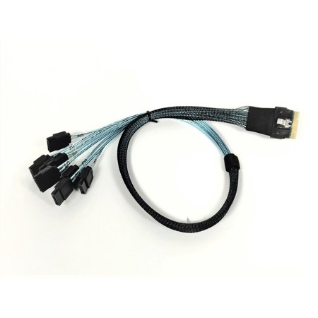SlimSAS 8i (SFF-8654) Straight to 8X SATA Cable - 50CM