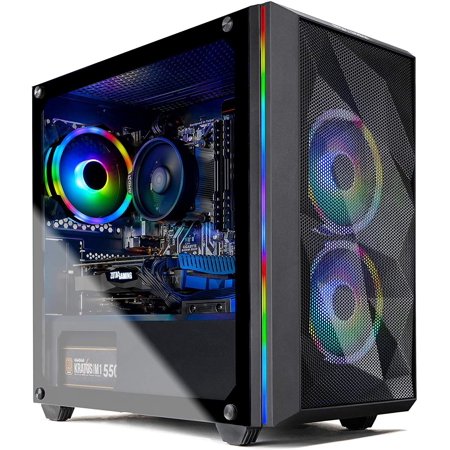 Skytech Chronos Mini Gaming PC Desktop - AMD Ryzen 3 3100, NVIDIA GTX 1650 4GB, 8GB DDR4, 500GB SSD, A320 Motherboard, 550 Watt Bronze, AC Wi-Fi, Wind