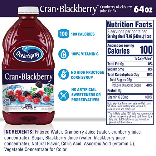 Ocean Spray Juice Drink, Cran-Blackberry, 64 Ounce Bottle (Pack of 8) thumbnail
