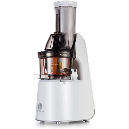 Ventray Slow Press Masticating Juicer,Easy to Clean,Reverse Function, BPA Free,Large Feed Chute,Juice Extractor,Brush,Recipe,Juice Jars,White