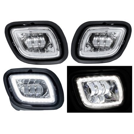 APA Replacement LED Halo Chrome Fog Lamp for 08 09 10 11 12 13 14 15 16 17 2008-2017 CASCADIA Pair Passenger Right RH + Driver Left LH Side