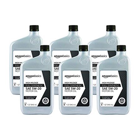 Basics High Mileage Motor Oil, Full Synthetic, SN Plus, 5W-20, 1 Quart, 6 Pack