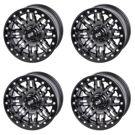 (4 Pack) 4/156_XP1000 Tusk Teton Beadlock Wheel 14x7 6.0 + 1.0 Gun Metal/Black Rear - Fits: Polaris RZR XP 1000 TRAILS and ROCKS Edit. 2018-2021