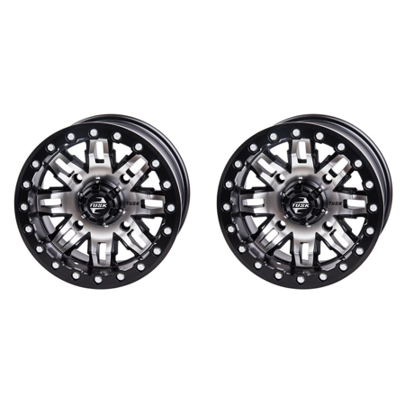 (2 Pack) 4/137 Tusk Teton Beadlock Wheel 14x7 6.0 + 1.0 Machined/Black for CAN-AM Maverick 1000R 2013-2018