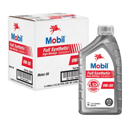 Mobil Full Synthetic High Mileage Motor Oil 0W-20  1 Qt  Case/6